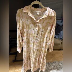 H&M Pink and Cream Floral Button-Front Blouse